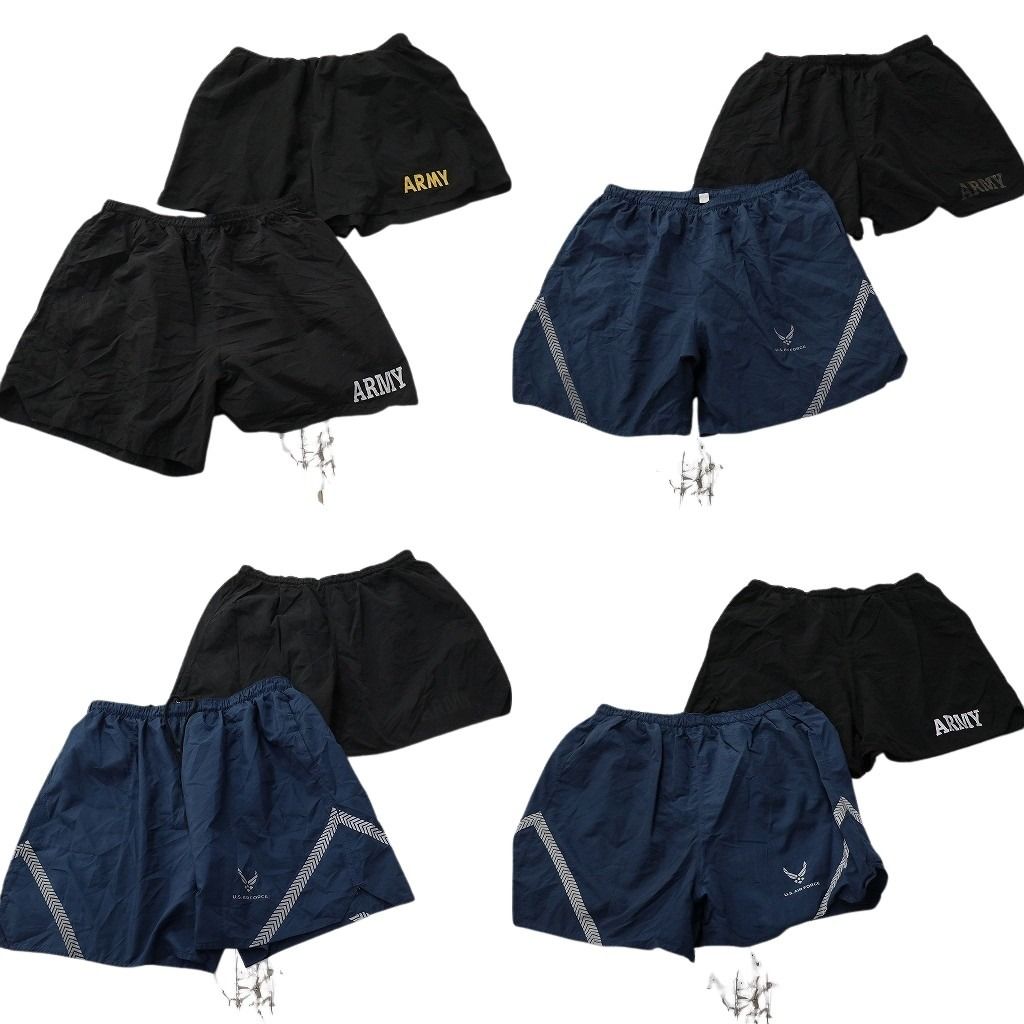 古着卸 まとめ売り ミリタリー ショートパンツ 8枚セット ( メンズ XL/2XL ) ARMY AIRFORCE ブラック トレーニングパンツ 中古 古着 NE9206