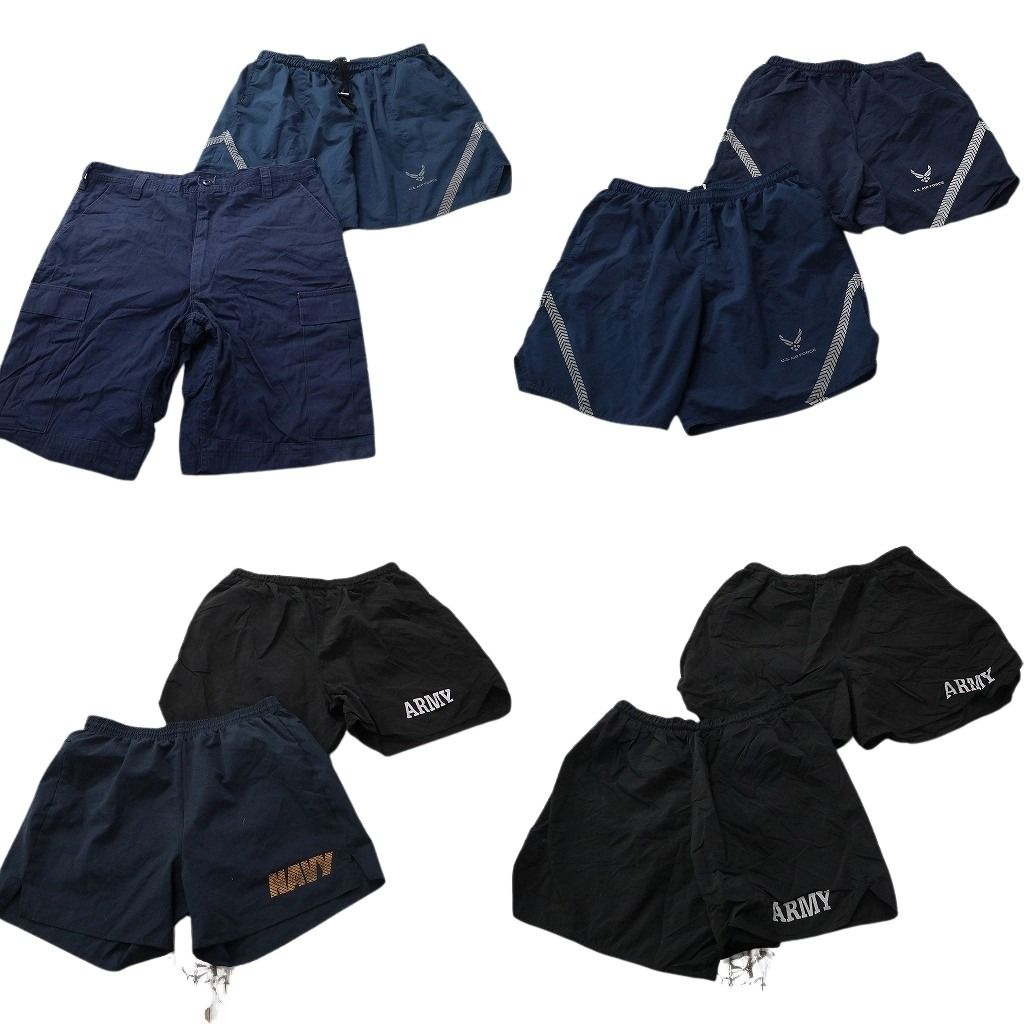 古着卸 まとめ売り ミリタリー ショートパンツ 8枚セット ( メンズ L ) カーゴ AIRFORCE ARMY NAVY トレーニングパンツ 中古 古着 NE9211