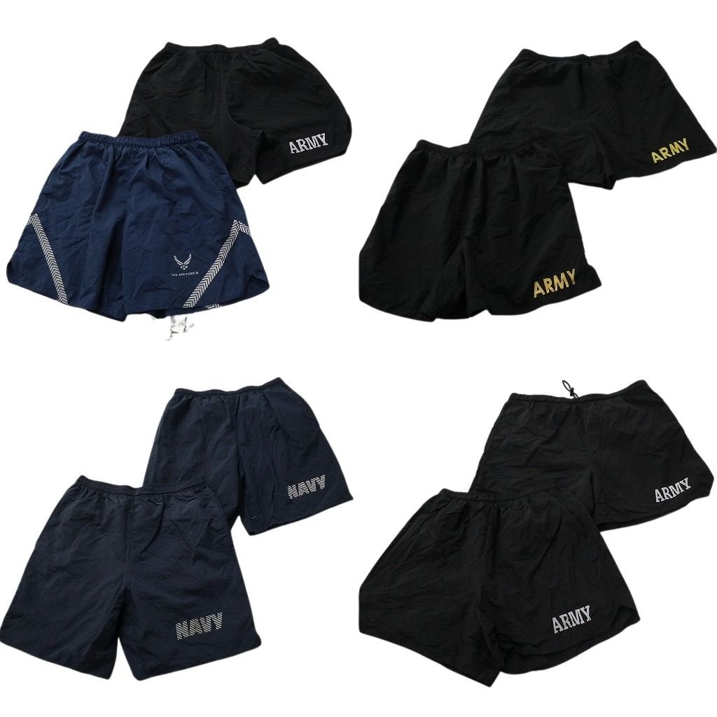 古着卸 まとめ売り ミリタリー ショートパンツ 8枚セット ( メンズ M ) ARMY AIRFORCE NAVY トレーニングパンツ ブラック 中古 古着 NE9215