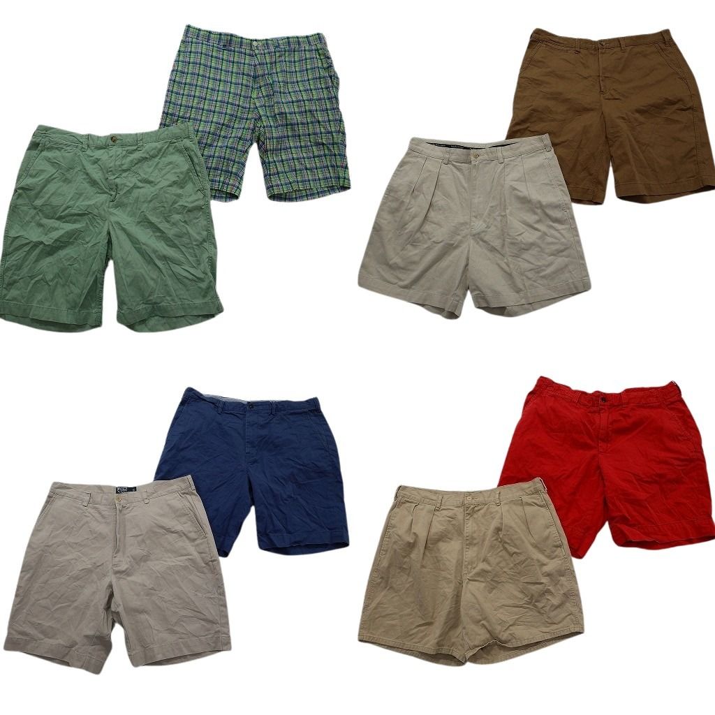 古着卸 まとめ売り ラルフローレン ショートパンツ 8枚セット ( メンズ 36 ) チェック マルチカラー タック 90s 中古 古着 NE9237