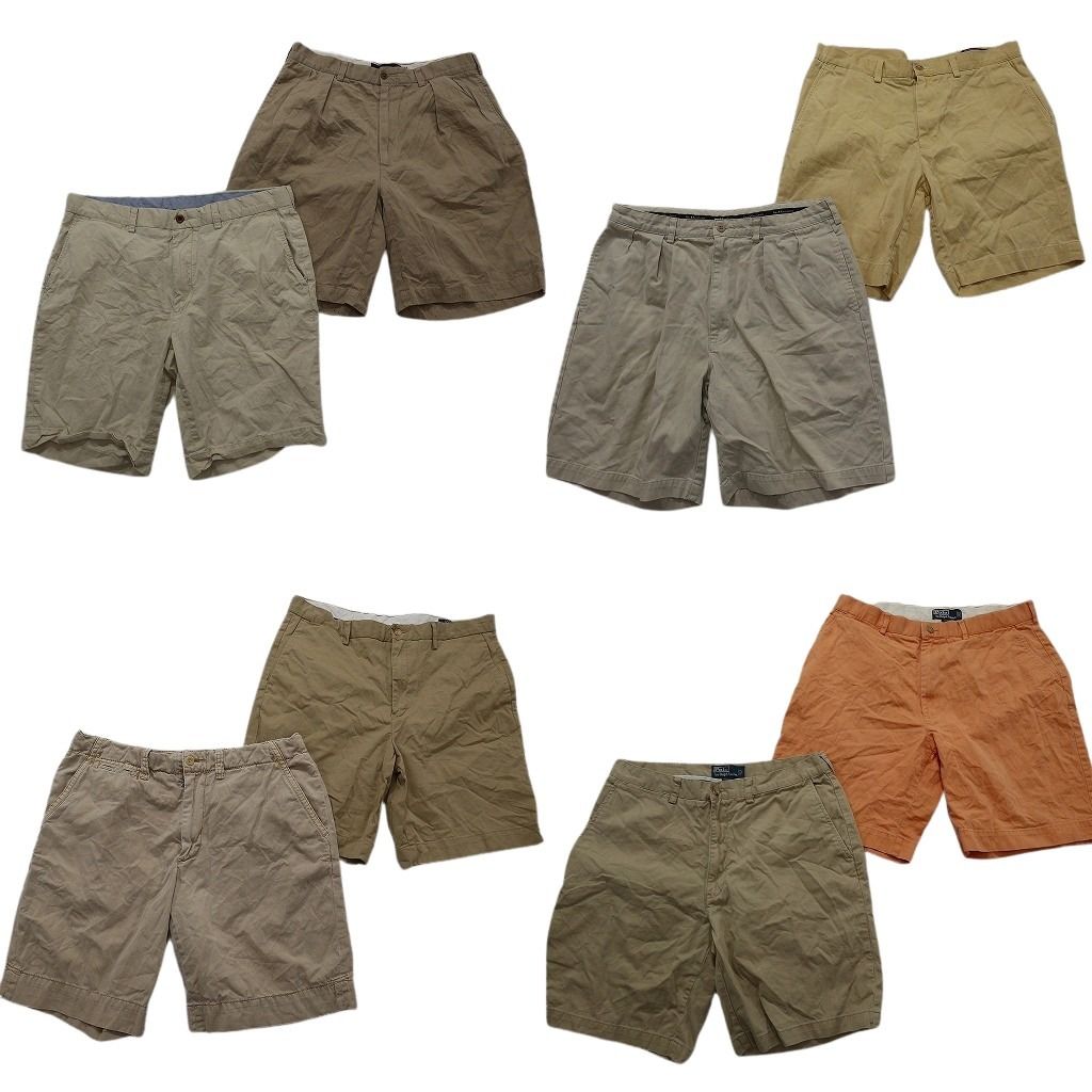 古着卸 まとめ売り ラルフローレン ショートパンツ 8枚セット ( メンズ 35/34 ) タック 90s チノ ベージュ イエロー 中古 古着 NE9238