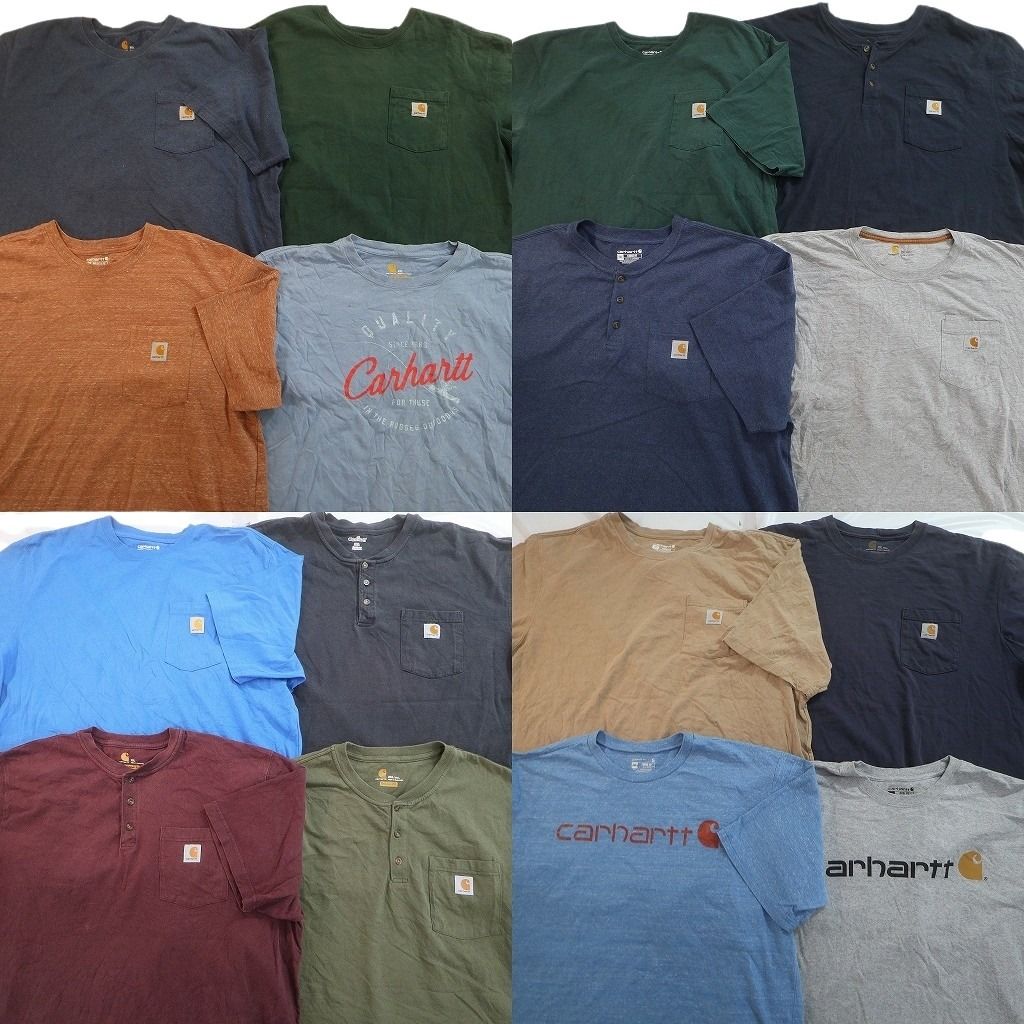 古着卸 まとめ売り カーハート Tシャツ 16枚セット ( メンズ 2XL ) ヘンリーネック ポケット付き ワンポイント 中古 古着 NE9277
