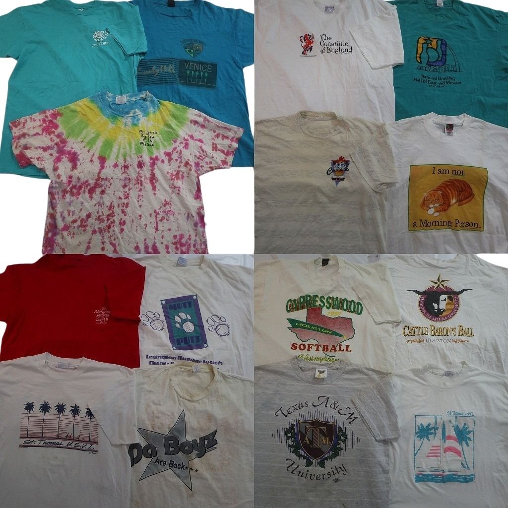 古着卸 まとめ売り ヴィンテージ シングルステッチ Tシャツ 15枚セット ( メンズ XL ) ヘインズ タイダイ柄 ポケット付き 中古古着 NE9279