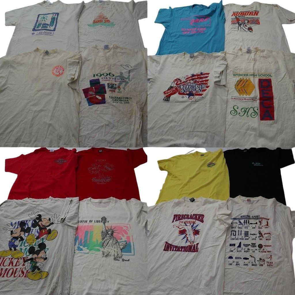古着卸 まとめ売り ヴィンテージ シングルステッチ Tシャツ 16枚セット ( メンズ XL ) キャラクター ディズニー 企業 中古 古着 NE9285