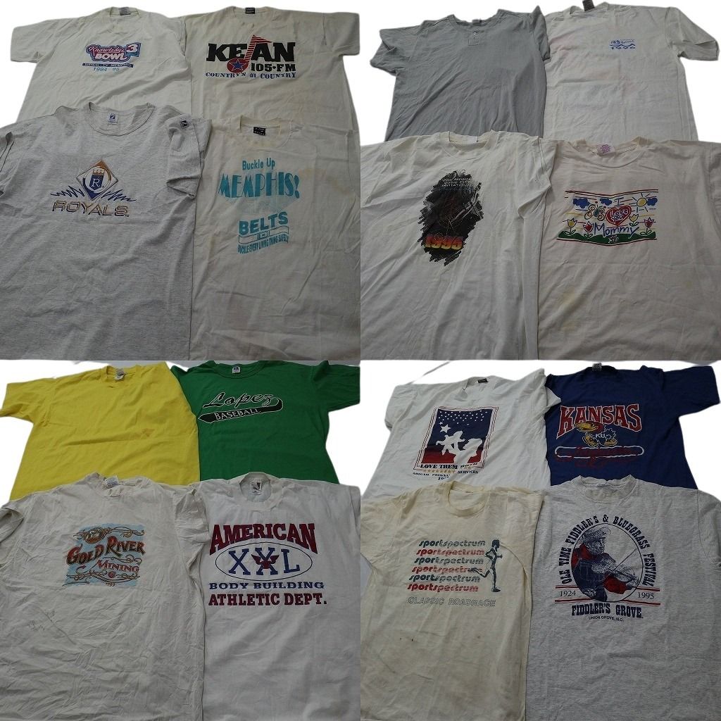 古着卸 まとめ売り ヴィンテージ シングルステッチ Tシャツ 16枚セット ( メンズ XL ) ラッセル カレッジチーム 中古 古着 NE9286