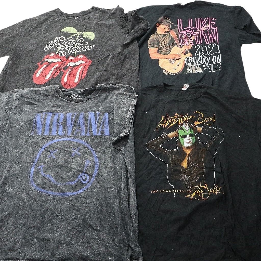 古着卸 まとめ売り 音楽・バンド Tシャツ 16枚セット ( メンズ XL ) ローリングストーンズ ニルヴァーナ ビートルズ 中古 古着 NE9297