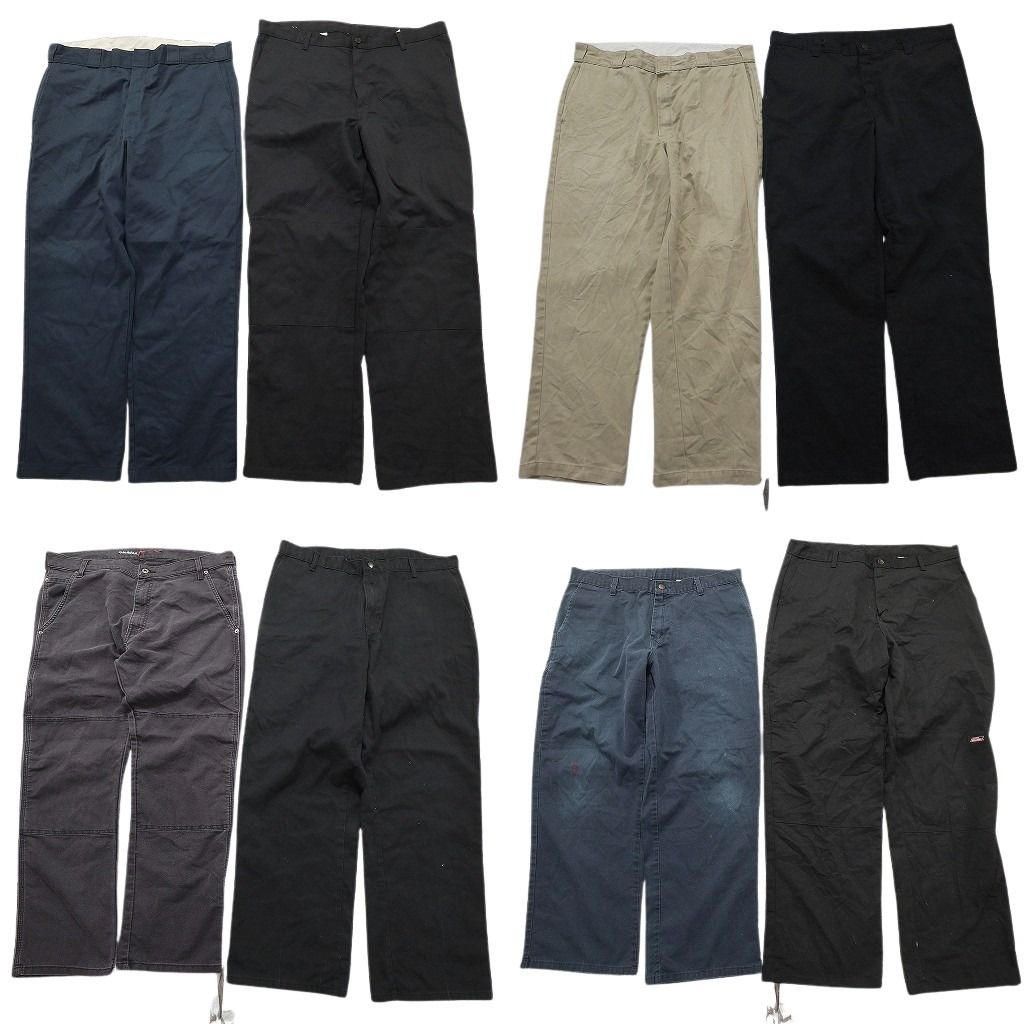 古着卸 まとめ売り ディッキーズ パンツMIX 8枚セット ( メンズ 38 ) ダック地 ダブルニー ブラック 中古 古着 NE9305