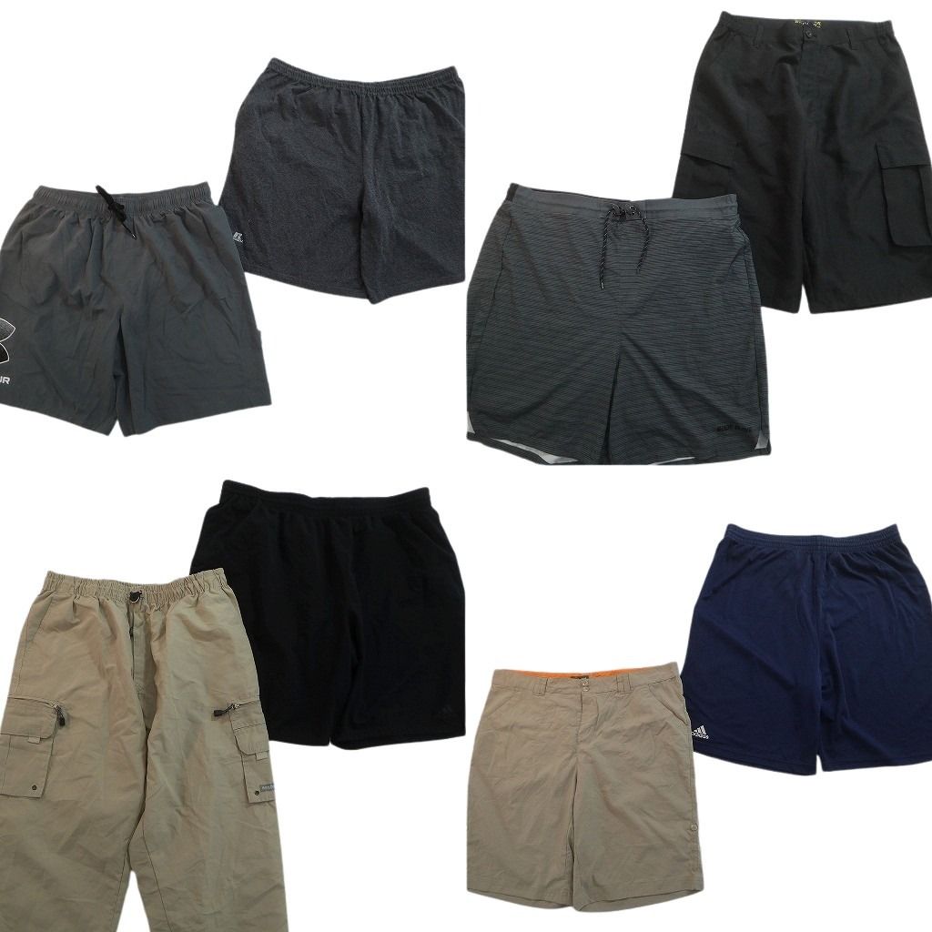 古着卸 まとめ売り ショートパンツMIX 8枚セット ( メンズ 2XL ) カーゴ ブラック ネイビー ベージュ 中古 古着 NE9337