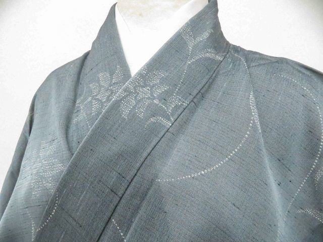 【一輝堂】紬 夏物 正絹 着物 身丈約156.5cm 裄丈約64cm 26z05-2581