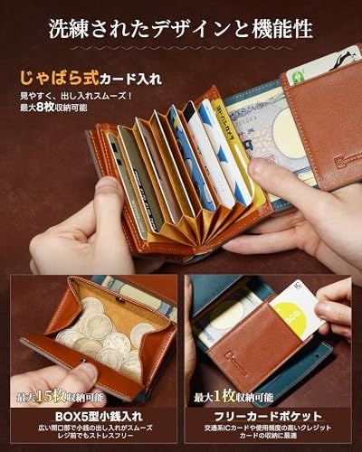 【新品】[Kawaoto] 財布 メンズ 2つ折り プエブロレザー 二つ折り財布 本革 大容量 コンパクト 小さい 箱型財布 左利き 右利き プレゼント 紳士用 人気 (紺色) 18a7cd78