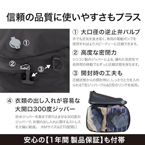 【新品】【4 SPRING 公式】 旅行 出張に便利 圧縮袋 【かる旅圧縮バッグ】 [キューブ] 圧縮 トラベルバッグ 旅行用 (スーツケース収納 便利グッズ) 大容量 トラベル 衣類収納 防水/防臭/防塵 [1袋 (単品)] 【フォースプリ b8912395