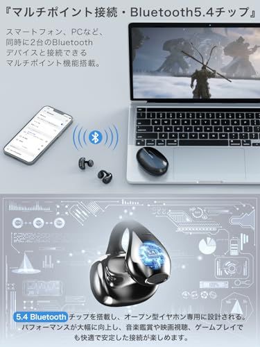 【新品】【音質至上主義・アクセ感覚のイヤーカフ型】 Earaku (イアラク) SoundClip ワイヤレスイヤホン オープンイヤー イヤホン イヤーカフ型 超軽量 耳を塞がない 耳挟み式 音漏れ無し 骨伝導の革新 DSP機能 Malleu 0d1c49a3
