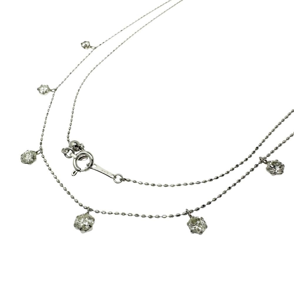 ダイヤモンド 計1.00ct ネックレス Pt850プラチナ 2.4g 46cm レディース 【中古】【真子質店】【NN】