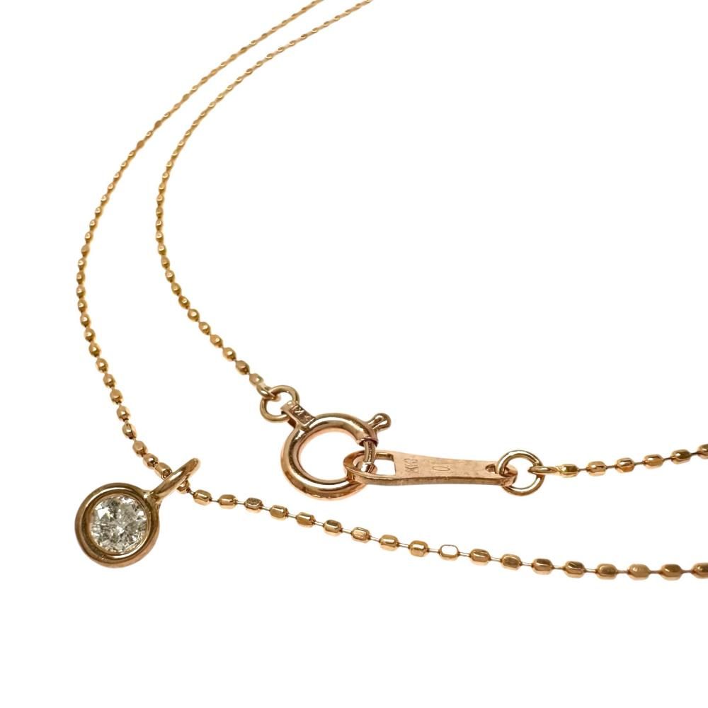 【agete/アガット】ダイヤモンド 0.10ct ネックレス K10PGピンクゴールド 10金 1.2g 40.5cm レディース 【中古】【真子質店】【NN】