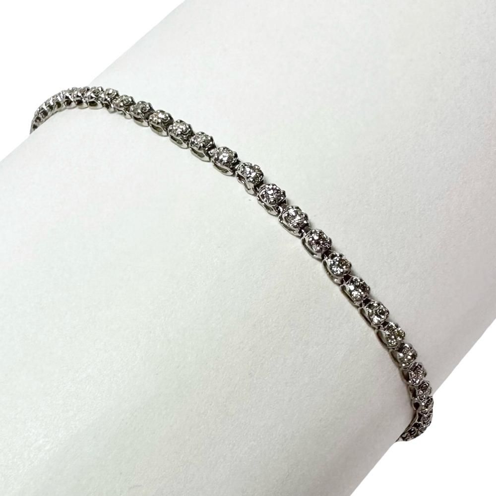 テニス ダイヤモンド 計1.00ct ブレスレット Pt850プラチナ 3.4g 16.5cm レディース 【中古】【真子質店】【NN】