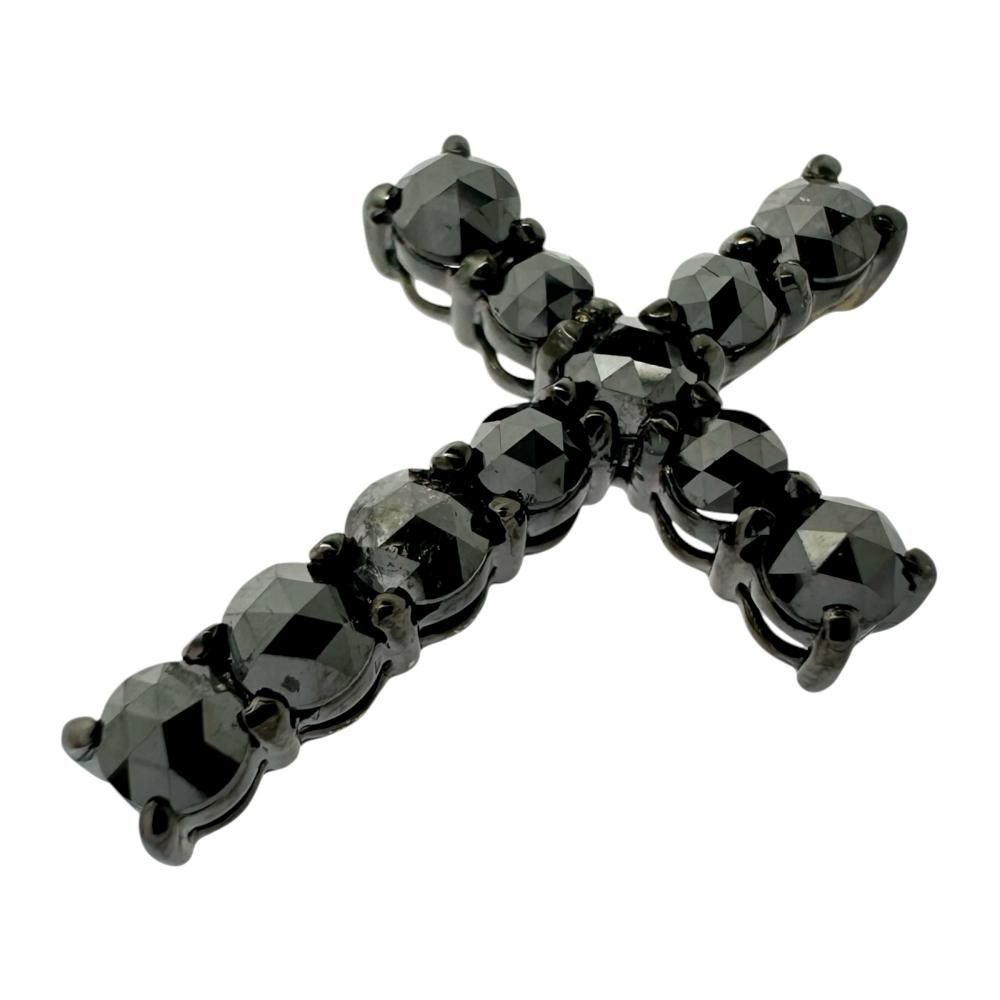 クロス ブラックダイヤモンド 計1.06ct ペンダントトップ K18WGホワイトゴールド 18金 1.4g ユニセックス 【中古】【真子質店】【NN】