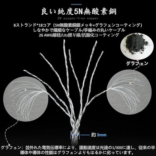 GUCraftsman 5N OFC 銀メッキ + グラフェン混合編組ゼンハイザー IE900 IE600 IE300 IE200 MMCX ヘッドフォン交換ケーブル (3.5mm)p f8c973ef
