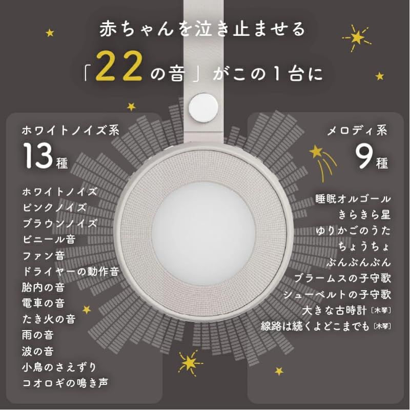 LULLME 出産祝い ママ向け ギフト 授乳ライト付きホワイトノイズマシン 赤ちゃん用 22種サウンド 録音再生 タイマー メモリー USB-C充電 夜泣き対策 寝かしつけ（ラルミー）グレージュp 5a13a7bc