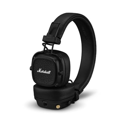 Marshall ワイヤレスオンイヤーヘッドホン Major V ブラック Bluetooth / 連続再生100時間 / Qi充電対応/通話対応 【国内正規品】p 07a578ab