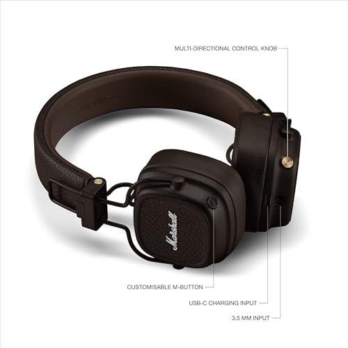 Marshall ワイヤレスオンイヤーヘッドホン Major V ブラウン Bluetooth / 連続再生100時間 / Qi充電対応/通話対応 【国内正規品】p 8c2f0ac4