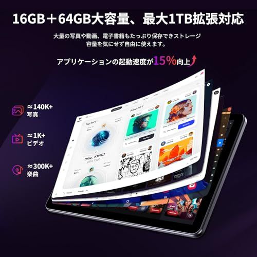 【2026新登場 Android 16 タブレット 10インチ 】RebotAI タブレット Android 16GB+64GB（1TB拡張対応）Wi-Fi 6 BT5.2 1280*800解像度IPS 超薄型&軽量 省電力設計 Widevi 6b82c762