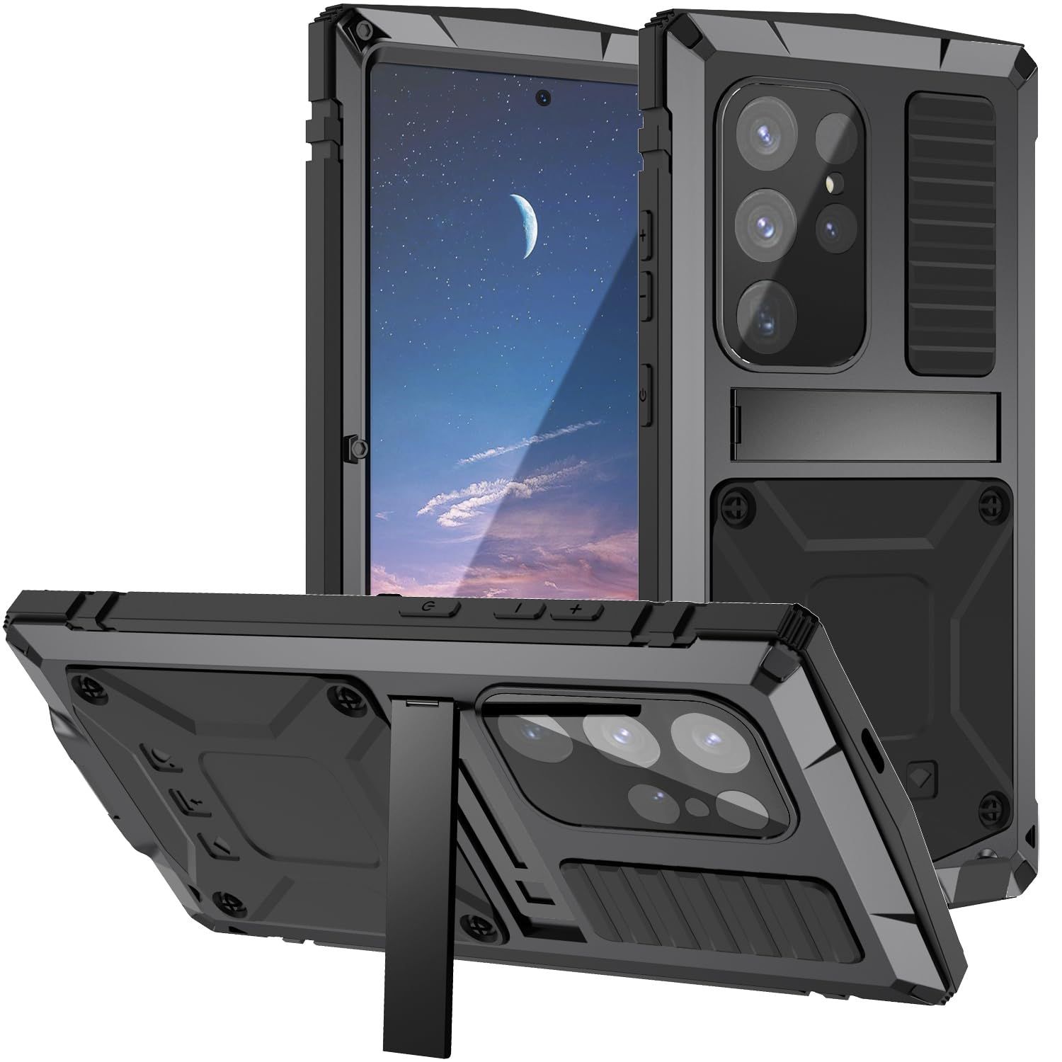 新品 【NINKI】 適応 Galaxy S24 ultra 5G用 ケース カバー 耐衝撃 米軍MIL規格取得 スタンド機能 三層構造（アルミ×TPU×アルミ） 防塵 擦り傷防止 落下保護 衝撃吸収 ストラップホール付き スポーツ ギャラクシー S24 ウル