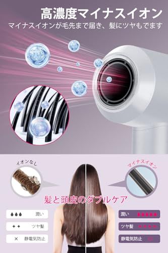 ドライヤー 大風量 【サロン級美髪ケア・AI温度センサー搭載】 高濃度マイナスイオン ヘアドライヤー 速乾 1400W 高速風40m/s 温度&風速表示 温冷風ワンタッチ切替 4段階風温調節&3段階風量 過熱保護 スマートメモリー搭載 サロン c2f18e11