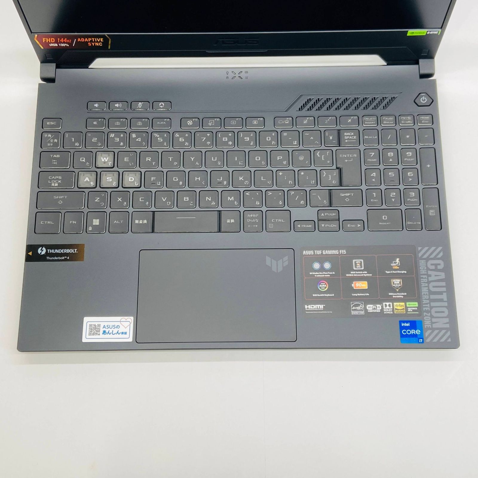 美品 ASUS TUF Gaming F15 Core i7 12700H 16GB SSD512GB GeForce RTX 4060 搭載 Windows11Home バッテリー最大容量100%【C7802-100】 美品 ASUS TUF Gaming F15 Core i7 12700H 16GB SSD512GB GeForce RTX 4060 搭載 Windows11Home バッテリー最大容量100%【C7802-100】