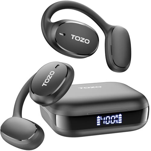 TOZO OpenEgo ワイヤレス イヤホン bluetooth 5.3 オープンイヤー 極上のフィット感 耳を塞がない LED ディスプレイ AI 通話時ノイズリダクション 約70~80h再生 IPX5防水 イヤホンワイヤレス ぶるーとゅ b0484d37