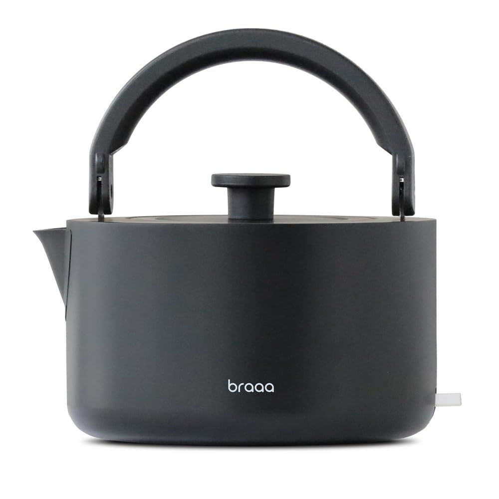 braaa ブラー やかんケトル ブラック VBKK001-BK 電気ケトル ステンレス 1.5L 大容量 電気ポット 電子ケトル 湯沸かしポット 電気やかん 湯沸しポット 湯沸かしケトル 湯沸し器 二重構造 掃除 洗える 早い 時短 麦茶 763d4909