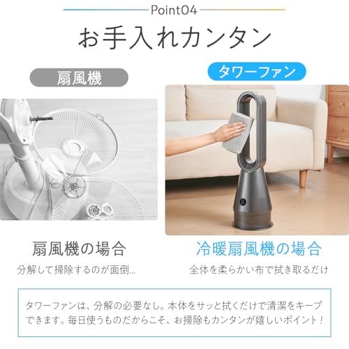 【冷、暖房兼用。】 タワーファン 温風 冷風 羽根無し 扇風機 サーキュレーター 首振り80度 DCモーター 【JAPAN BRAND】 (グレー)e 23b481e1