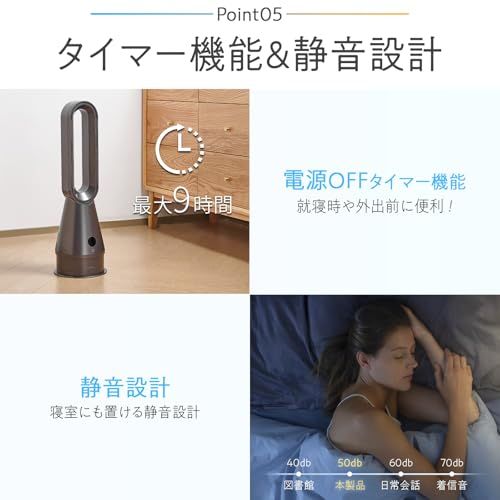 【冷、暖房兼用。】 タワーファン 温風 冷風 羽根無し 扇風機 サーキュレーター 首振り80度 DCモーター 【JAPAN BRAND】 (グレー)e 23b481e1