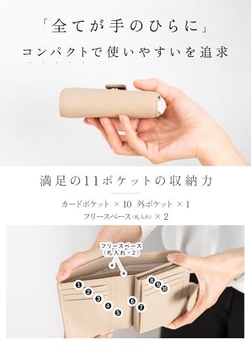 [GRAV] 【手になじむ柔らかな手触り】【雑誌掲載品】 ミニ財布 レディース 本革 財布 2つ折り (ミニマルなのに大容量) スキミング防止 L字ファスナー 小銭入れ 軽量 コンパクト キーリング付 札入れ ギフト (2つ折り財布 ネイビー 46853b0e