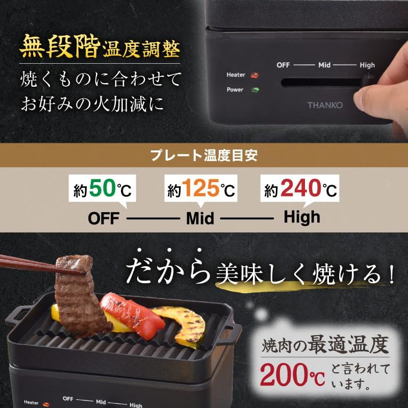 THANKO 卓上おひとりさま焼き肉 ソログリル YAKUNKSBK 一人用 ホットプレート 焼肉プレート 減煙 少煙 コンパクトフッ素加工 お手入れ簡単 高火力 省スペースe 005c9c23 THANKO 卓上おひとりさま焼き肉 ソログリル YAKUNKSBK 一人用 ホットプレート 焼肉プレート 減煙 少煙 コンパクトフッ素加工 お手入れ簡単 高火力 省スペースe 005c9c23