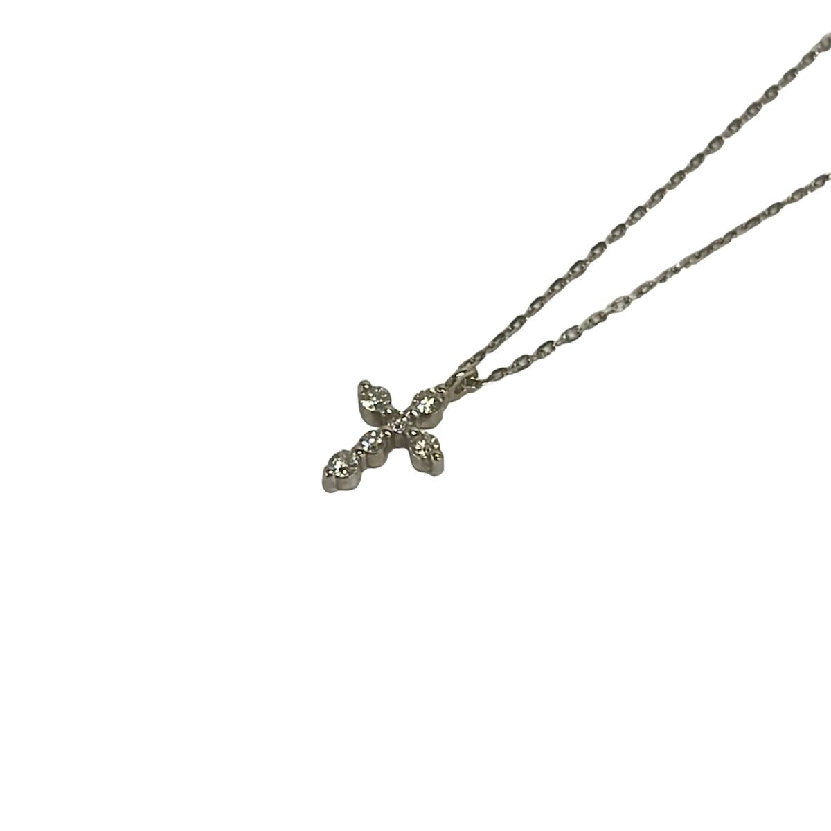 TAKE-UP(テイクアップ) ネックレス美品 K10WG×ダイヤモンド 6Pダイヤ/0.07カラット/クロス