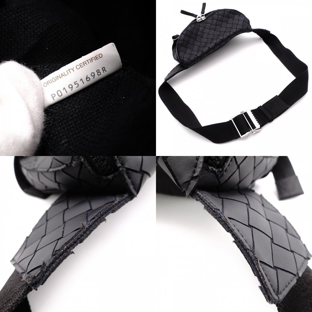 BOTTEGAVENETA ボッテガヴェネタ イントレチャート ショルダーバッグ ラバー ブラック メンズ ボディバッグ
