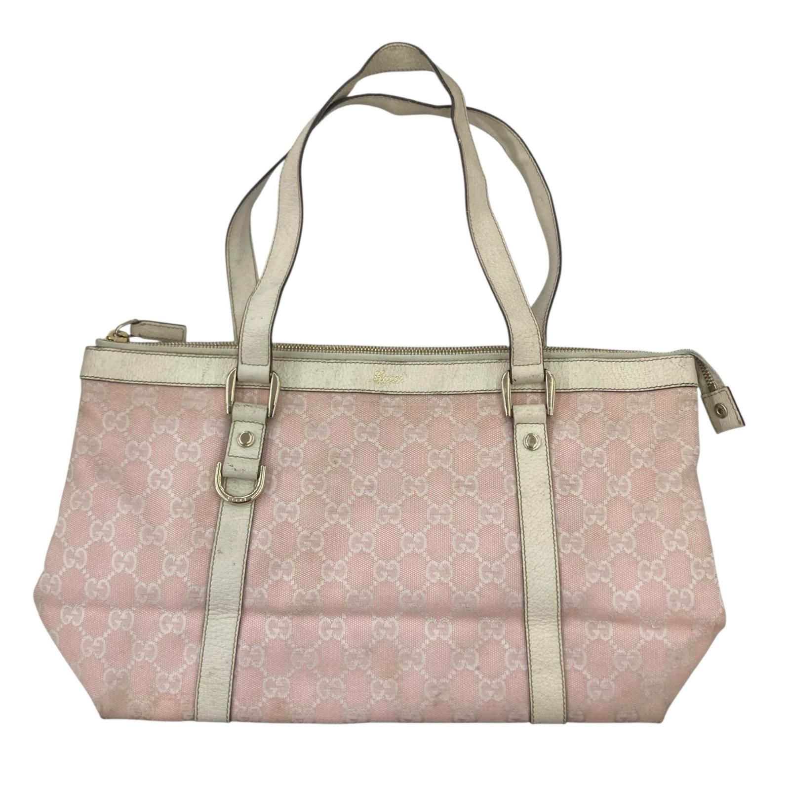 186005 現状品 GUCCI グッチ トートバッグ GGキャンバス ピンク レディース