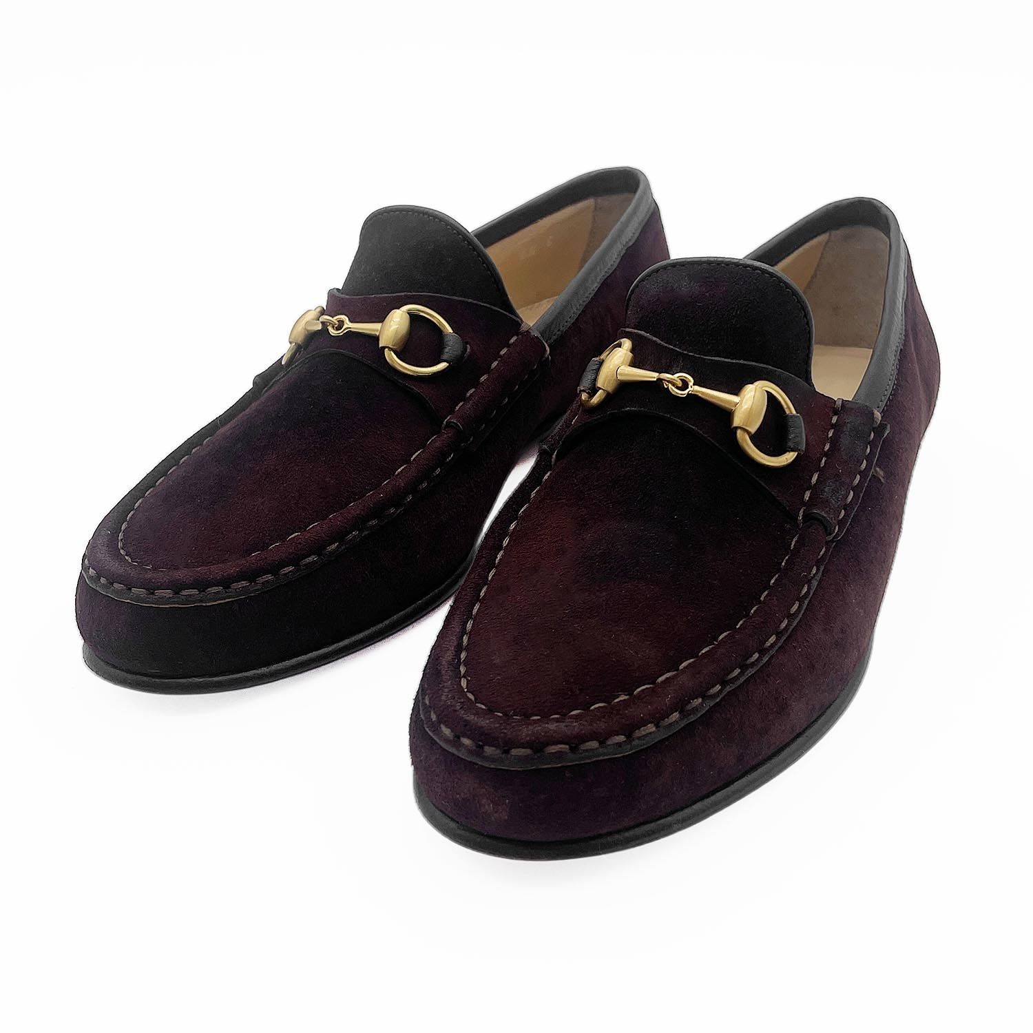 GUCCI グッチ 5ハーフ オールド ホースビット ローファー モカシン 革靴 ヴィンテージ スエードレザー 【中古】