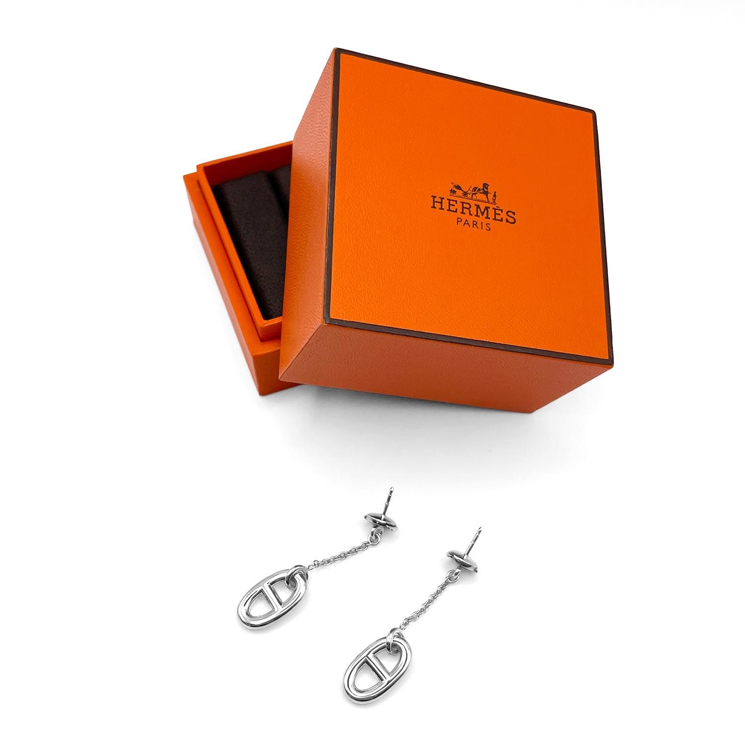 HERMES エルメス ファランドール ドロップ ピアス シェーヌダンクル 