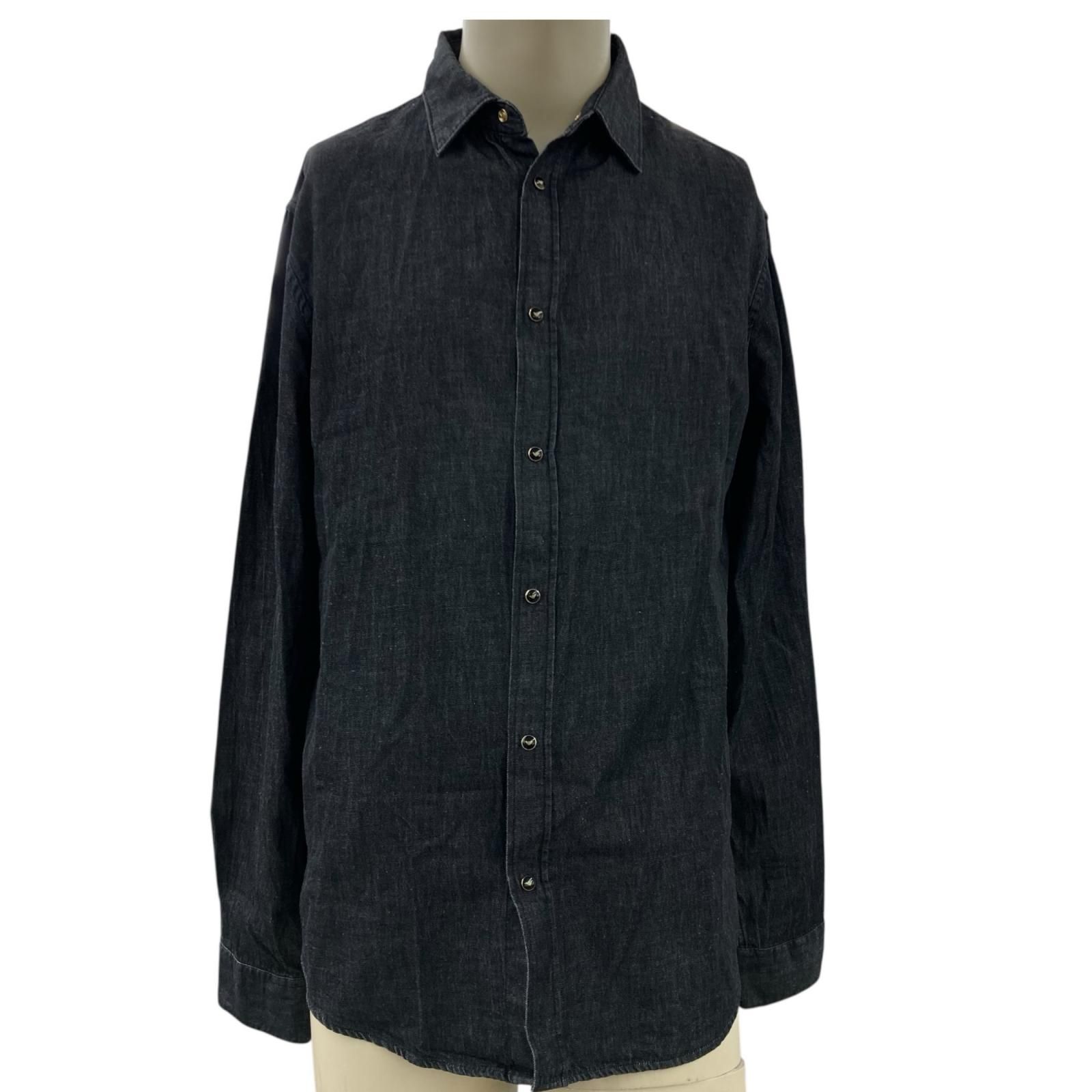 186005 Emporio Armani エンポリオ・アルマーニ 長袖シャツ XL ブラック デニムシャツ メンズ