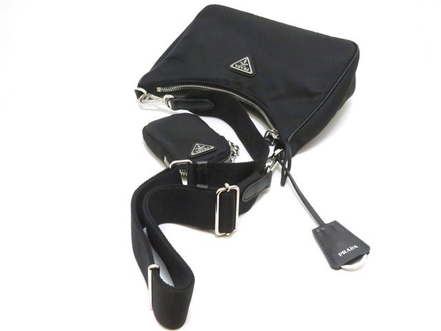 PRADA　プラダ　ショルダーバッグ　ナイロン/サフィアーノ　 ブラック【中古】【430】2148104060778
