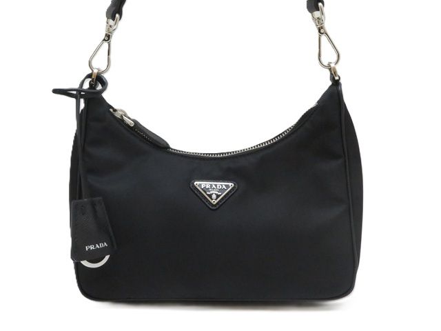 PRADA　プラダ　ショルダーバッグ　ナイロン/サフィアーノ　 ブラック【中古】【430】2148104060778