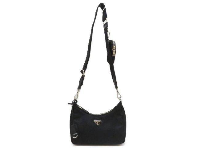PRADA　プラダ　ショルダーバッグ　ナイロン/サフィアーノ　 ブラック【中古】【430】2148104060778