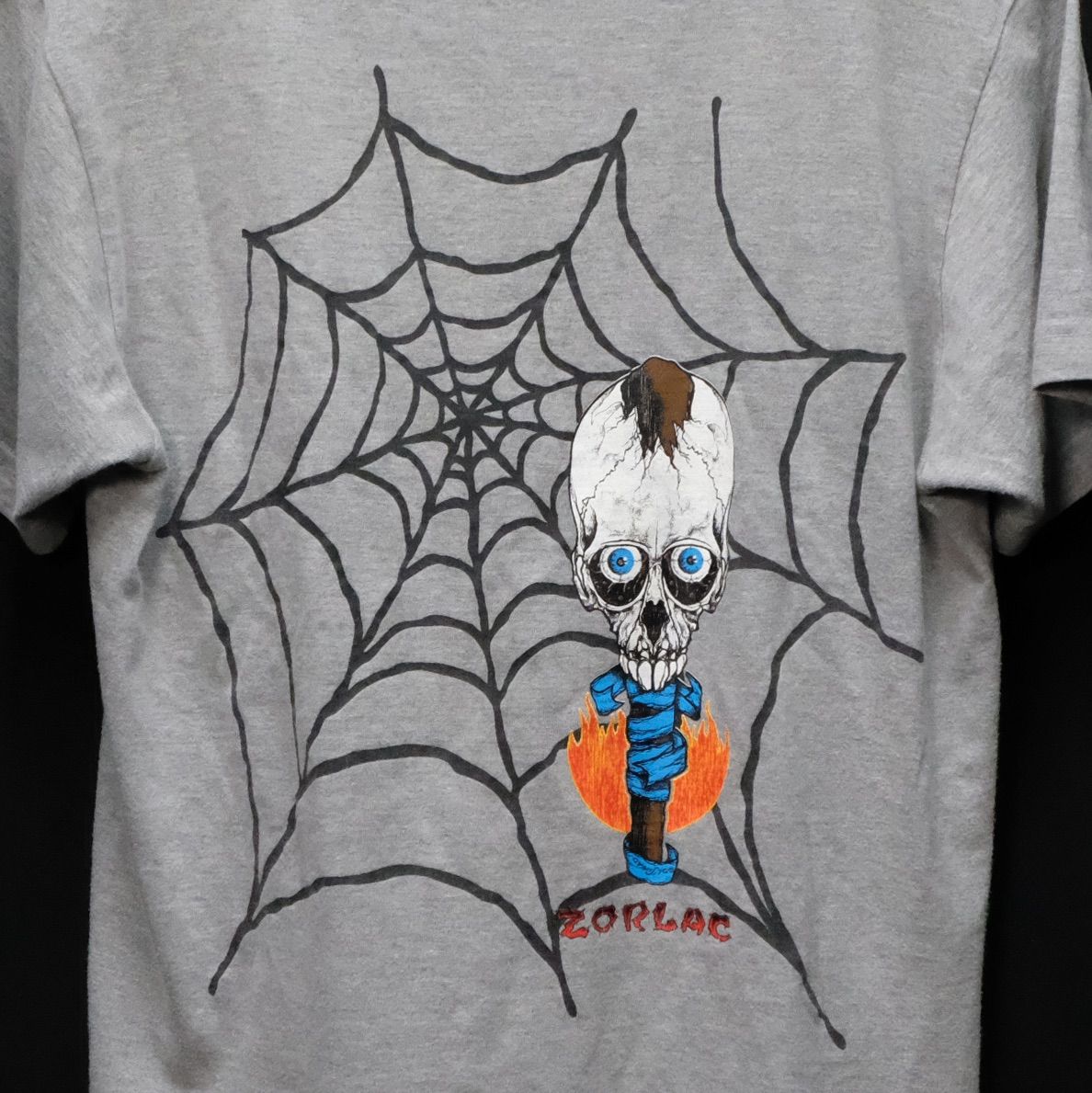 ZORLAC SKATEBOARDS スパイダーウェブ 半袖Tシャツ パスヘッド 両面