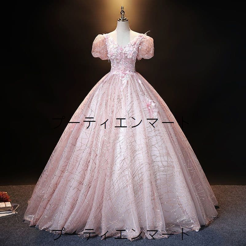 人気商品 新品 愛らしさと気品を纏う 甘く上品な桜色プリンセスドレス