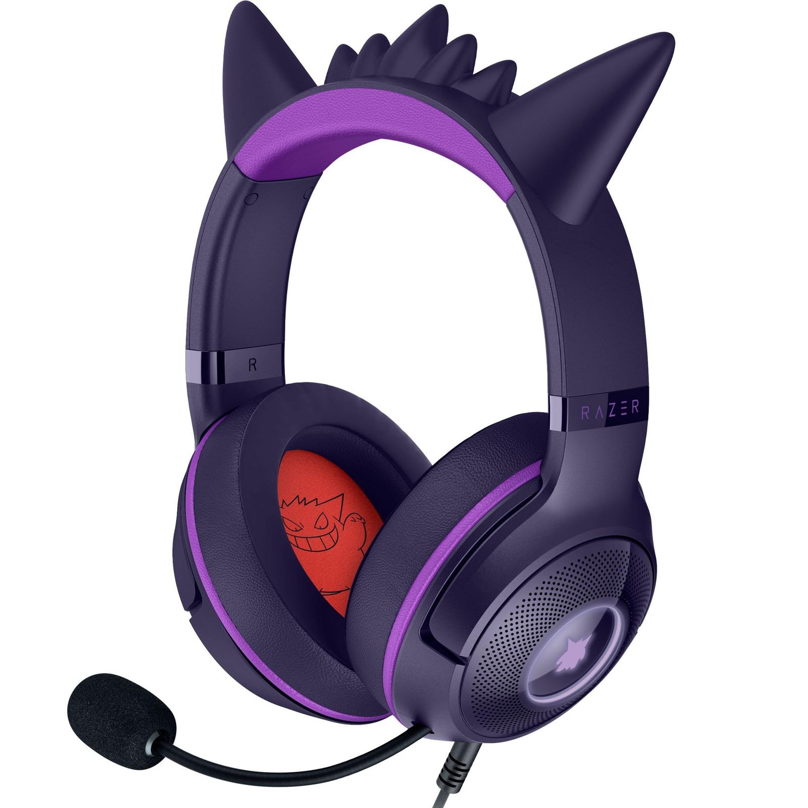 Razer Kraken Kitty V2 - Gengar Pokémon Edition - USBヘッドセット - ゲンガースパイク - ストリームリアクティブライティング - ハイパークリア カーディオイドマイク - TriForce 40mmドライ