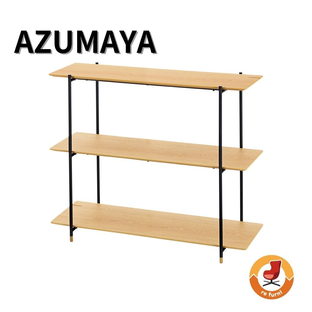 【新品未使用】AZUMAYA 東谷 VINA ヴィナ JPB-101OAK オープンラッ ク 3段 収納 棚 木製 スチール シンプル 天然木 オープンシェルフ オーク 見せる収納 高さ90cm