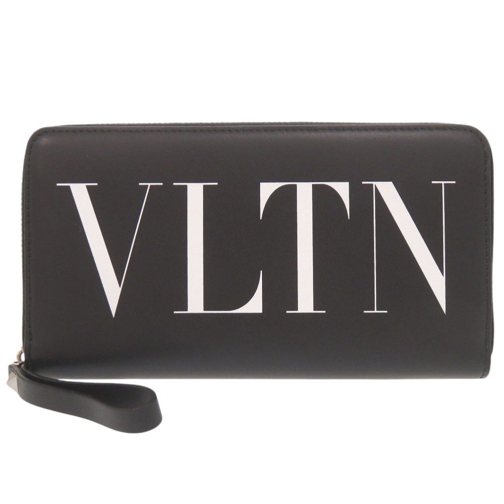 新品同様 ヴァレンティノ ガラヴァーニ VLTNロゴ レザー ブラック ラウンドファスナー 長財布 黒 0927 Valentino Garavani