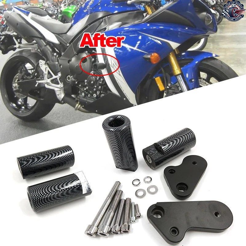 カット不要のオートバイフレームスライダー、クラッシュフォールプロテクター、ヤマハ YZF-R1 YZFR1 2009 - 15