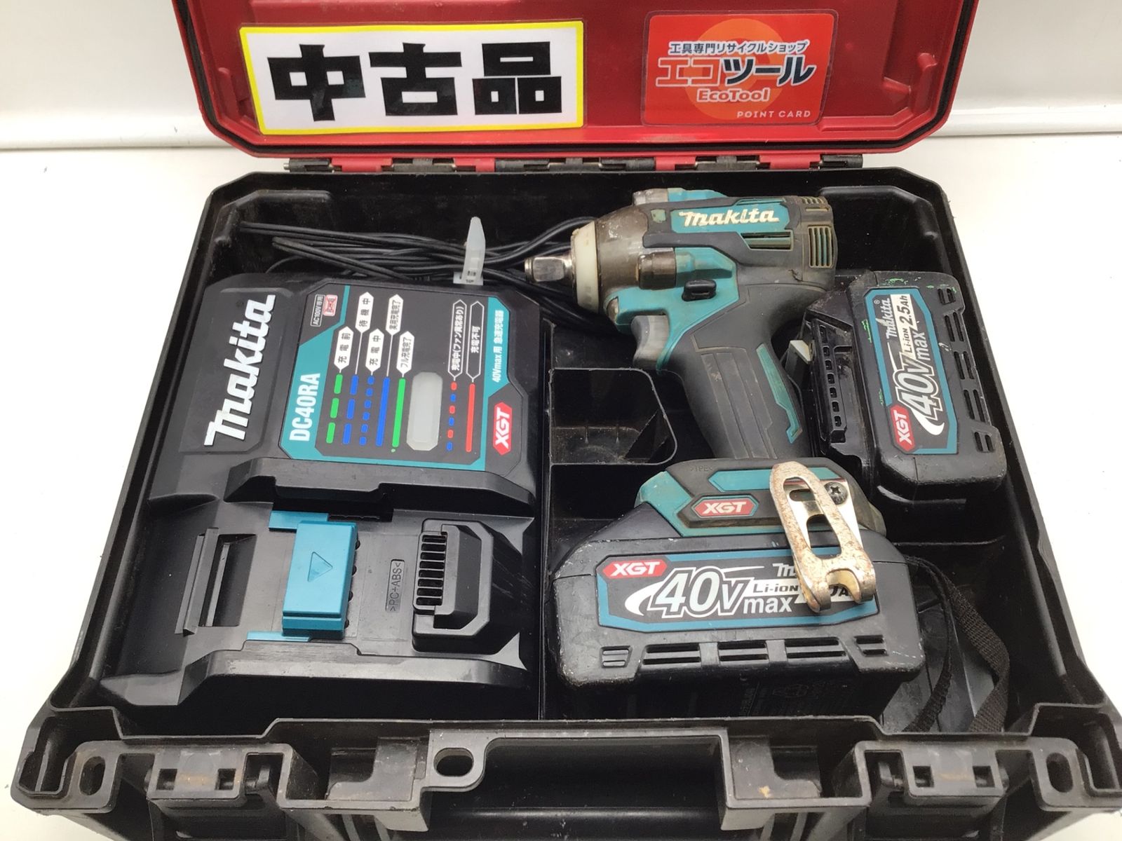 【中古品】Makita/マキタ TW004GRDX ☆ 40Vmax充電式インパクトレンチ バッテリ2本・充電器・ケース付 [IT_C3H4Y][笠寺][M04]